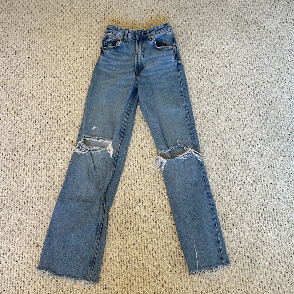 Zara high rise straight jeans